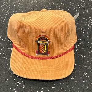 Corduroy snapback Hat with Jukebox Embroidery - Tan